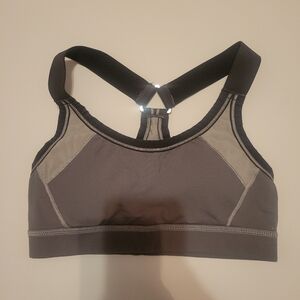 Aerie Charcoal and Black Racer-t Sports Bra‎ S EUC Gym Workout Yoga Sporty